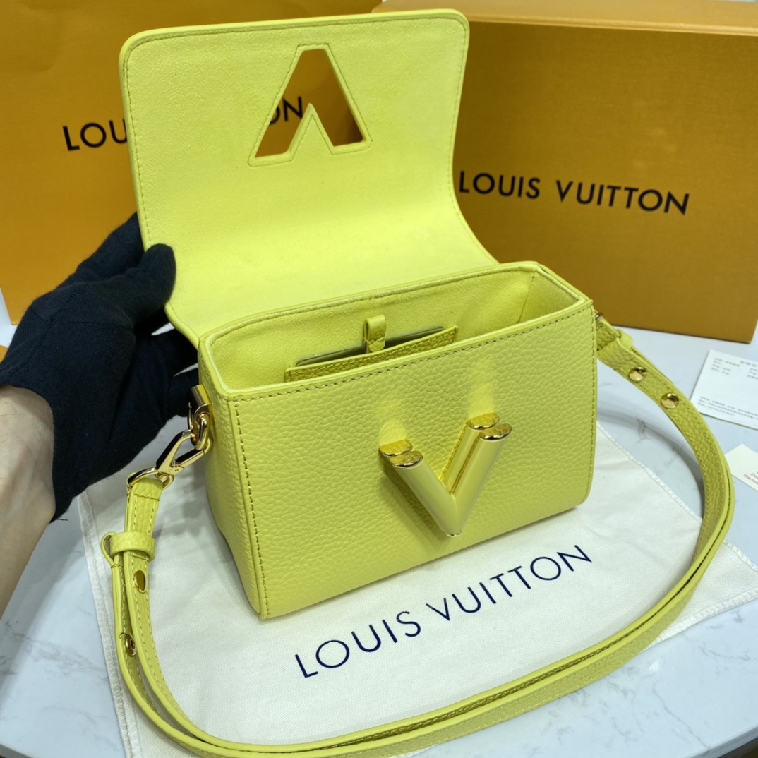 Louis Vuitton TWIST PM Handbag Taurillon Leather M58571 Ginger Yellow